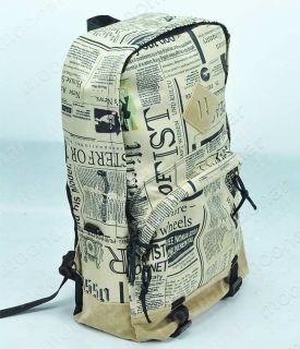 Men Women Newspaper Backpack Canvas Gym Shoulder Bags Handbag Duffle 
