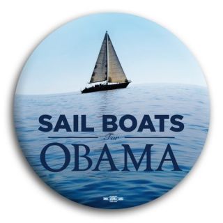 Barack Obama Official Political Button Pin Sail Boats