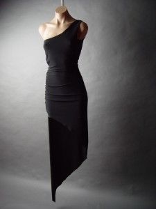   Sequin Black Asymmetric Ballroom Salsa Tango Dance FP Dress M