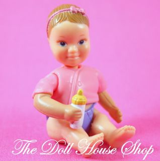 Pink Purple Baby Girl Doll Fisher Price Loving Family Dollhouse People 