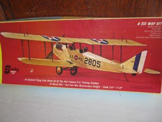 Sterling Balsa Wood Bi Plane Kit Curtiss JN 4 Jenny WW1 Military Model 