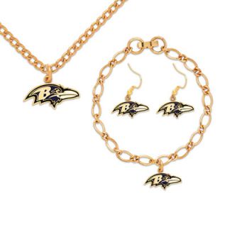 Baltimore Ravens Womens Fashion V Neck T Shirt Jewelry Gift Set 