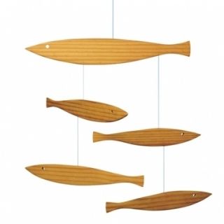 Flensted Floating Fish Wood Modern Hanging Baby Mobile