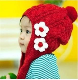Red Cap Ear Flap Hat Beanie Winter Baby Kid Ski Scarf