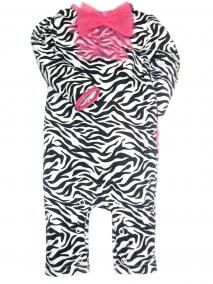 Girls Baby Starters Infant Zebra Print Coverall w/Ruffle Bow and Rumba 