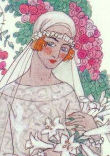 George Barbier 4 Art Deco Wedding Greeting Cards Bride