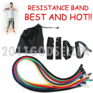 Resistance Exercise Fitness Tension Bands Set ABS Yoga Pilates Gym 
