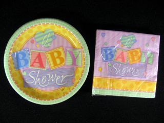 Baby Shower Party Supplies Tableware Dinner Plates Large Napkins 