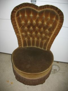 Vintage Chair Brown Velvet Heart with Tassels