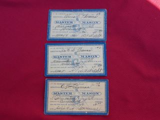   Master Mason Brotherhood/Membership Cards 1934 36 37, Barneston, Nebr