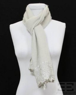 Asta Barrington Light Grey Cashmere & Gathered Silk Scarf NEW $350