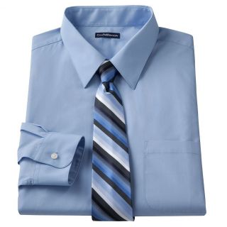 New Croft Barrow Mens Light Blue Dress Shirt Hand Crafted Tie Gift 