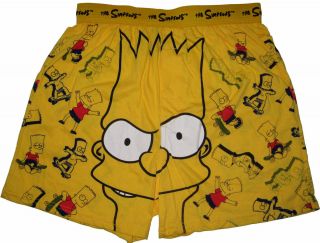 NWOT BART SIMPSON Mens funny comfy cotton boxer shorts sleepwear XL W 