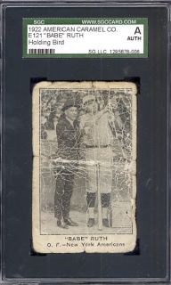 1922 E121 American Caramel Babe Ruth Holding Bird Yankees SGC 