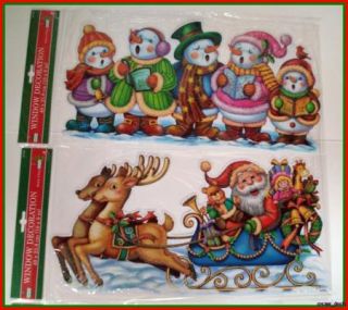 Christmas Die Cut Window Cling Holiday Lot of 4 682