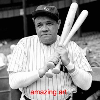 Hand Painted Painting Great Baseball Player Babe Ruth