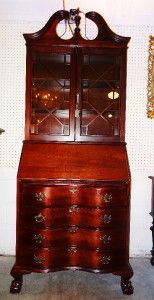 Restored Mahogany Clawfoot Secretary Desk with Drawer and Bookcase 