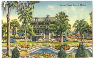 Bartow Florida Wonder House Linen Postcard 1950S