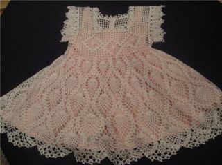 Handmade Crocheted Pineapple Baby Girl Heirloom Christening Dress 