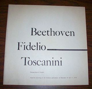 BEETHOVEN opera FIDELIO conducted by Toscanini RCA Victor Red 1944