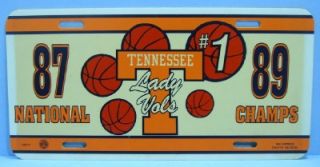 Tennessee Lady Vols 1987 89 Champions License Plate