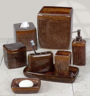   Abboud Brown Rattan Design Bath Accessories Bathroom Collection