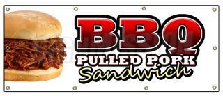 36x96 BBQ Pulled Pork Sandwich Banner Sign Barbque BBQ Signs Slo 