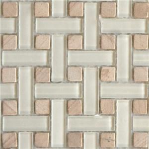   Off White Beige BasketWeave Glass Stone Mosaic Tile Kitchen Backsplash