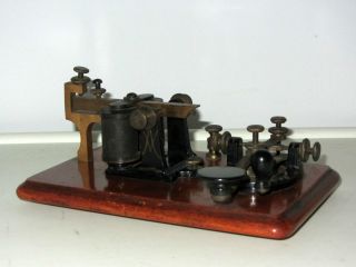 RARE Antique NESS McLAREN & BATE 5 OHMS Morse Telegraph Key & Sounder 