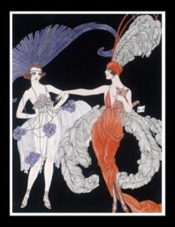 Canvas art reprint 1920s high fashion showgirls Georges Barbier