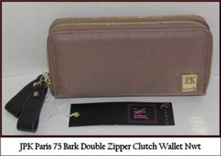 JPK Paris 75 Bark 2 Zipper Nylon Leather Clutch Wallet