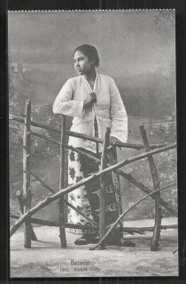 Batavia Girl Batik Costume Fence Java Indonesia CA 1910