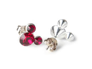 Disney Mickey Mouse Sterling Silver Red Crystal Stud Earrings, July 