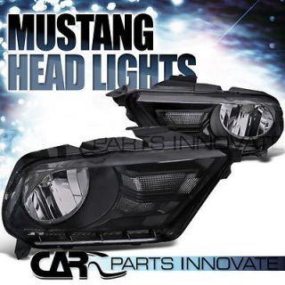  GT BLACK HOUSING CRYSTAL SMOKE HEADLIGHTS LAMP (Fits 2013 Mustang