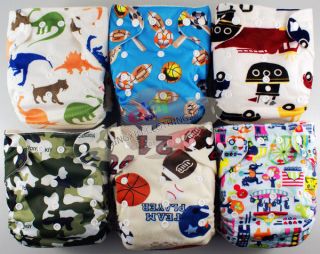   BAMBOO BABY DIAPER CLOTH NAPPY+BAMBOO INSERT For boys6 Patterns
