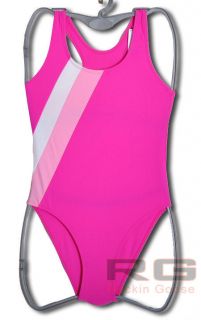 Girls School Swimming Costume Pink Racerback Style Age 2 Through to 13