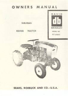 David Bradley Suburban Tractor Owners Manual 1959 Model 917.60601 