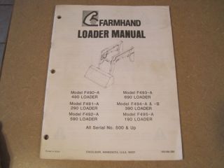 farmhand 490 690 590 390 290 loader owners parts manual