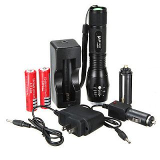 1600LM Zoomable CREE XM L T6 LED Flashlight Torch /w Car Charger+18650 