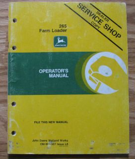 John Deere 265 Farm Front Loader Operators Owners Manual jd 2840 4450 