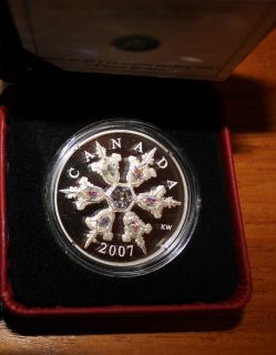 2007 $ 20 CANADA Iridescent Swarovski Crystal Snowflake coin Unique 