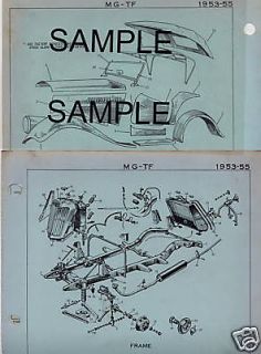 1953 1954 1955 mg tf body parts list crash sheets