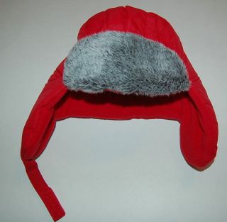 Toddler BOYS Insulated Winter HAT Covers Ears RED Waterproof FAUX FUR 