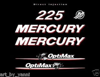 Mercury Optimax 225 or135/150/175/200/250 Hp Outboard Decals Stickers 