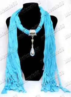 wholesale blue costume Scarves Cotton Necklace Scarfs drop pendant 