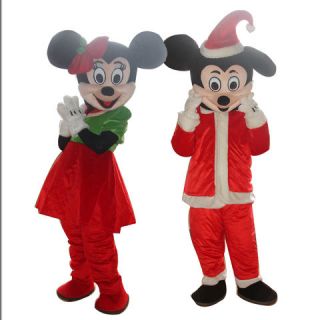 NEW Christmas MICKEY MINNIE MOUSE ADULT SIZE MASCOT CARTOON COSTUME 