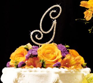 full crystal monogram wedding cake toppers gold initial time left