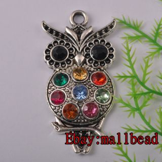 20pcs tibet silver crystal owl charms ap6542 free ship from china time 