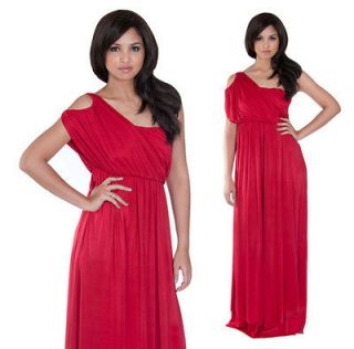NEW Womens Elegant Red Crimson Grecian One Shoulder Cocktail Party 