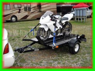 4x6 FOLD STAND UP Motorcycle Hauler Carrier Trailer Kit with Rail and 